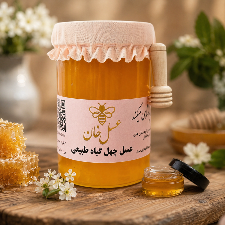 عسل طبیعی چهل گیاه 1 کیلویی + تست رایگان ۲۰ گرمی